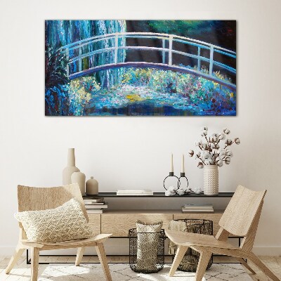 Obraz Szklany Malarstwo most kwiaty