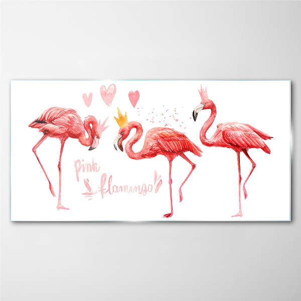 Obraz Szklany Różowe flamingi z koronami