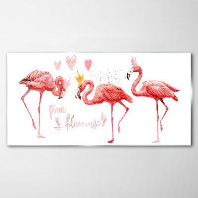 Obraz Szklany Różowe flamingi z koronami