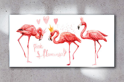 Obraz Szklany Różowe flamingi z koronami