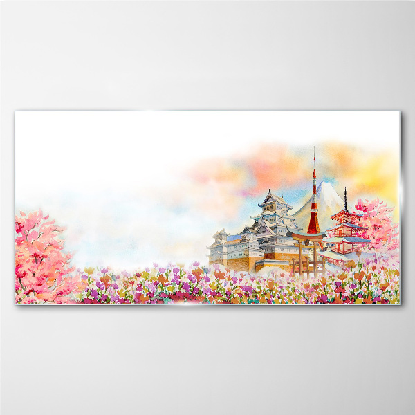 Obraz Szklany Abstrakcja kwiaty Zamek