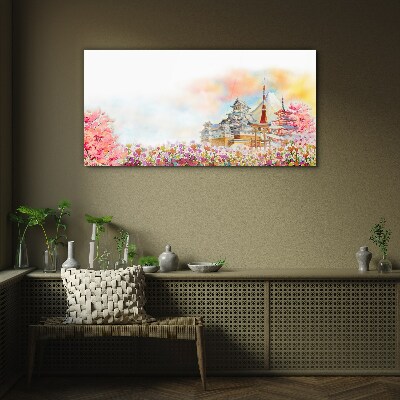 Obraz Szklany Abstrakcja kwiaty Zamek