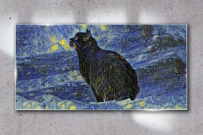 Obraz na Szkle Abstrakcja Kot Noc Gwiazdy