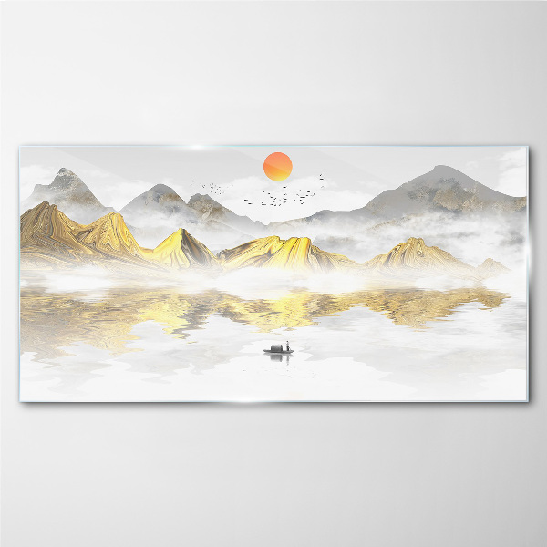 Obraz Szklany Abstrakcja Jezioro Góry