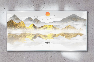 Obraz Szklany Abstrakcja Jezioro Góry