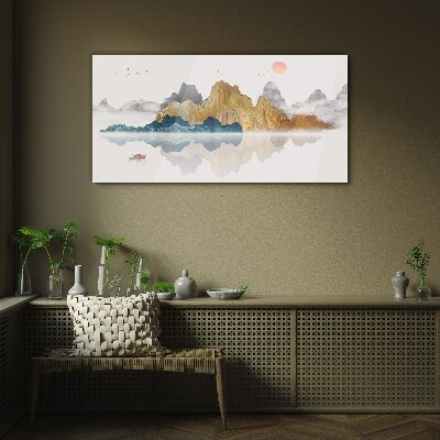 Obraz na Szkle Abstrakcja Jezioro Góry