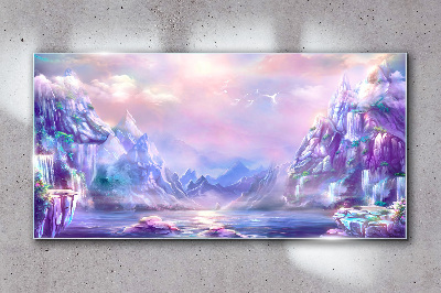 Obraz Szklany Abstrakcja Jezioro Góry niebo