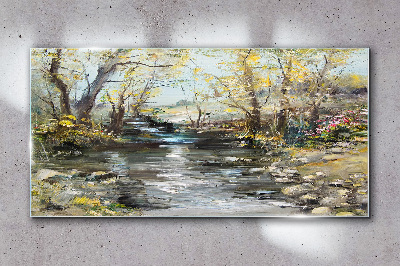 Obraz Szklany Abstrakcja Drzewa Rzeka