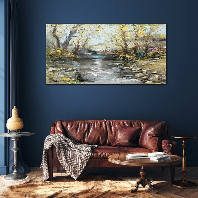 Obraz Szklany Abstrakcja Drzewa Rzeka
