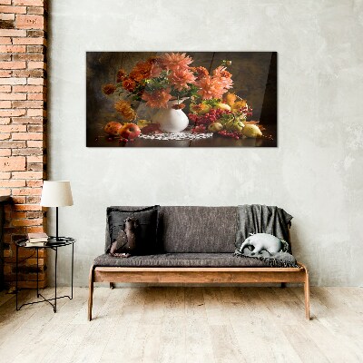 Obraz na Szkle Malarstwo kwiaty owoce