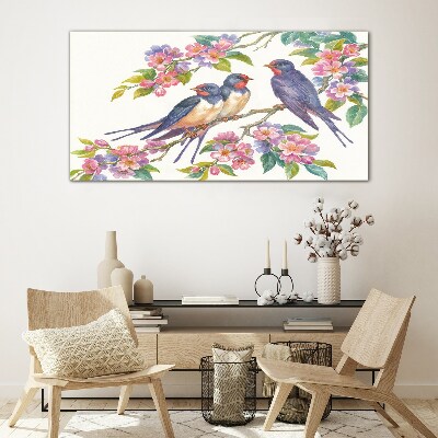 Obraz na Szkle Zwierzęta Ptaki Kwiaty