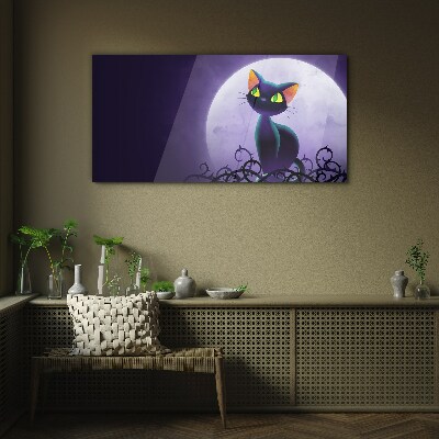 Obraz Szklany zwierzę kot księżyc