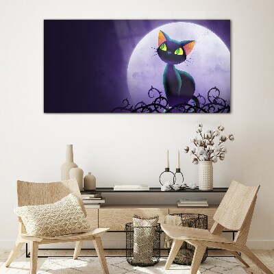 Obraz Szklany zwierzę kot księżyc