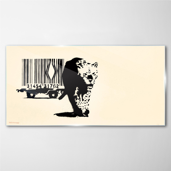 Obraz na Szkle Kod kreskowy leopard Banksy