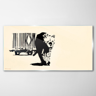 Obraz na Szkle Kod kreskowy leopard Banksy