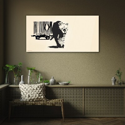 Obraz na Szkle Kod kreskowy leopard Banksy