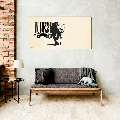 Obraz na Szkle Kod kreskowy leopard Banksy