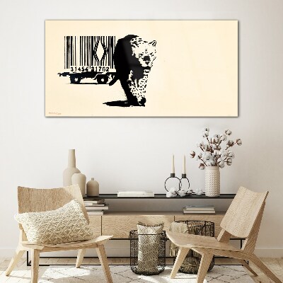 Obraz na Szkle Kod kreskowy leopard Banksy