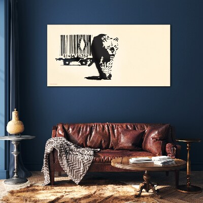 Obraz na Szkle Kod kreskowy leopard Banksy