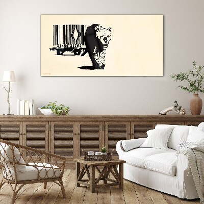 Obraz na Szkle Kod kreskowy leopard Banksy