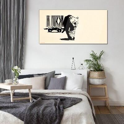 Obraz na Szkle Kod kreskowy leopard Banksy