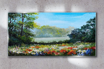 Obraz na Szkle Abstrakcja Kwiaty Drzewa