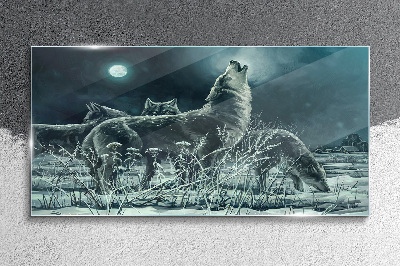 Obraz Szklany Malarstwo Zwierzęta Wilki