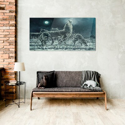 Obraz Szklany Malarstwo Zwierzęta Wilki
