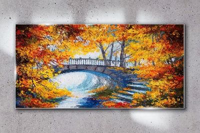 Obraz na Szkle drzewa liście most rzeka