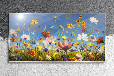 Obraz na Szkle malarstwo kwiaty łąka