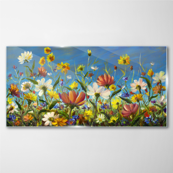 Obraz Szklany malarstwo kwiaty łąka