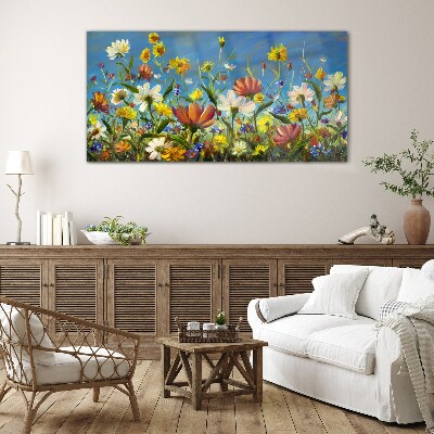 Obraz Szklany malarstwo kwiaty łąka