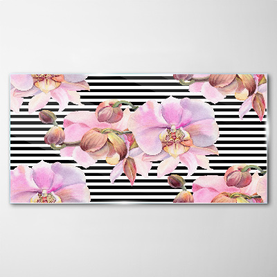 Obraz na Szkle Orchidee na tle czarnych pasków