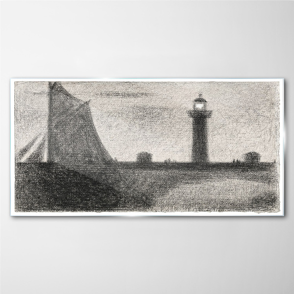 Obraz Szklany Latarnia morska w monochromatycznej scenerii
