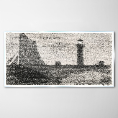 Obraz Szklany Latarnia morska w monochromatycznej scenerii