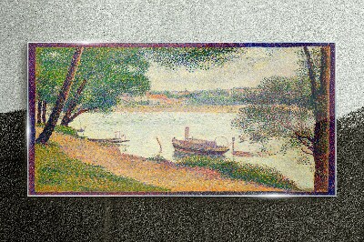 Obraz Szklany Rzeka krajobraz z a Seurat