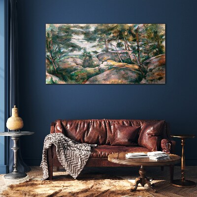 Obraz na Szkle Skały w lesie Cézanne