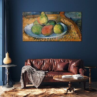 Obraz na Szkle Talerz z owocami na krześle