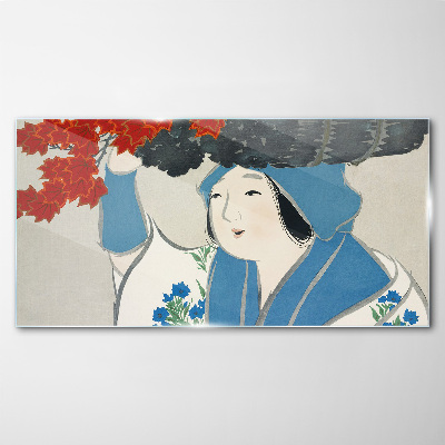Obraz na Szkle Kobiety Kimono Liście