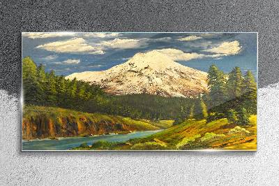 Obraz na Szkle Malarstwo góry chmury