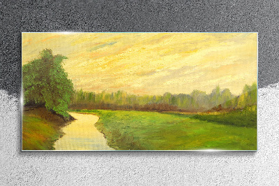 Obraz Szklany Malarstwo rzeka przyroda