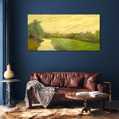Obraz Szklany Malarstwo rzeka przyroda