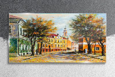 Obraz Szklany Malarstwo Miasto Jesień