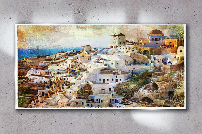 Obraz Szklany Santorini w Słońcu