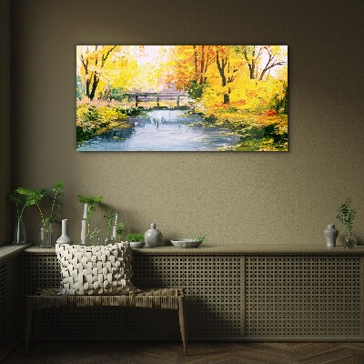 Obraz na Szkle las rzeka most przyroda