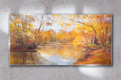 Obraz na Szkle las rzeka przyroda jesień