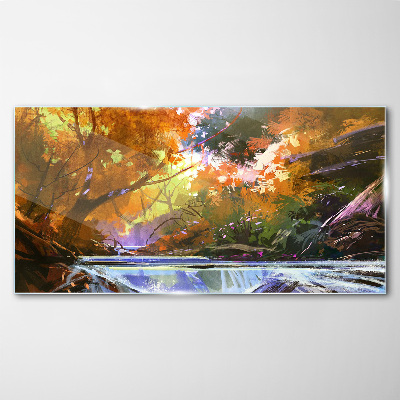 Obraz na Szkle Abstrakcja las Rzeka Przyroda