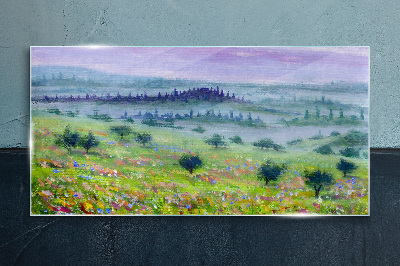 Obraz Szklany malarstwo drzewa krajobraz