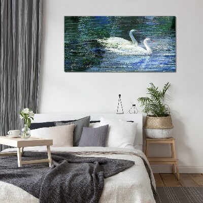 Obraz na Szkle jezioro ptaki łabędzie woda