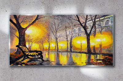 Obraz Szklany park drzewa światła miasto
